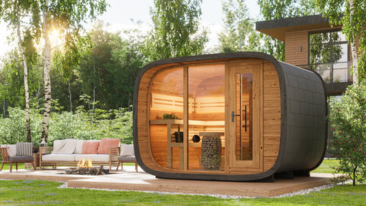 Santorini Round Cube Double 5-Person Traditional Outdoor Cabin Sauna