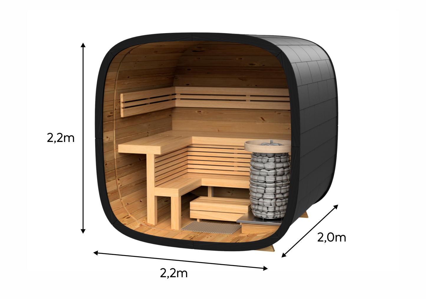 Tuscany Round Cube Mini 4-Person Traditional Outdoor Cabin Sauna